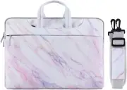 Laptop Shoulder Bag Canvas Cross Grain Marble Carrying Briefcase Sleeve