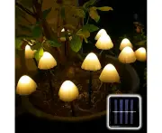 Mini Mushroom Solar Stake Lights Warm White Light, 5M 20LEDS Solar Mushroom Lights Solar Pathway Lighting 8 Lighting Modes IP44 Waterproof for Outdoor Gar