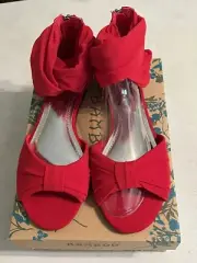 NIB Bamboo Red Sandals With Zip Back / Open Toe Size 8 UK38