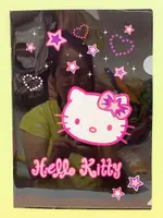 【震撼精品百貨】HELLO KITTY 凱蒂貓~三麗鷗 KITTY 日本A4文件夾/資料夾(2P)-星星/黑#89476