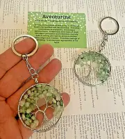 Tree of Life Aventurine Crystal Gemstone Healing key Ring chain keyring + card
