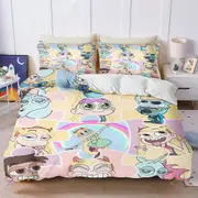 v2758 Bed Sheets Star Butterfly Princess Anime % Polyester Bedding Set Duvet Cover Set Printed Cartoon Home Decor 3-Piece Bedding Set (1 Duvet Cover +