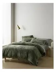 [Vue] Ashley Corduroy Quilted Quilt Cover Set in Dusky Green