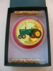 1-OZ.JOHN DEERE MODEL 4020 TRACTOR CHRISTMAS GIFT .999 24K EGP SILVER COIN+GOLD
