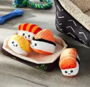 Sushi Plush Dog Toy for Toss and Fetch Squeaker and Crinkle Chew Level 3