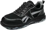 [BIAJIAZHUA] Steel Toe Shoes for Women Comfortable Lightweight Breathable,Men's Steel Toe Work Boots with Rubber Sole Slip Resistant,Safety Shoes Anti-Smash Anti-Colision(Mesh Shoe Upper,5)