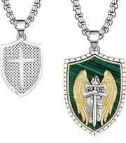 [Sbzxbt] 925 Sterling Silver St Michael/St Christopher Pendant Necklace for Men Women Religious Amulets Jewelry Gifts