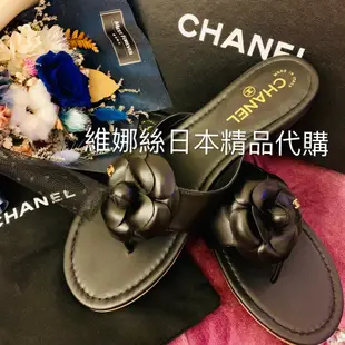 Venice 維娜絲日本精品代購香奈兒CHANEL 經典山茶花拖鞋 人字拖小香 現貨