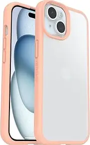 OtterBox Sleek Series Case for iPhone 15, Shockproof, Drop Proof, Ultra-Slim, Protective Thin Case, Tested to Military Standard, Clear/Peach, No Retail Packaging
