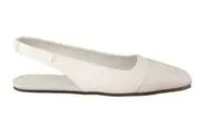 Maison Margiela White Leather Slingback Slip On Flats Shoes