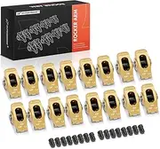 A-Premium 16Pcs Gold Aluminum Engine Roller Rocker Arms 1.5 Ratio with Needle Bearings, Self-aligning Compatible with Small Block Chevy SBC 350, 3/8" Studs