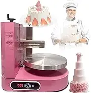 Automatic Cake Icing Machine,4-12 inch Birthday Cake Cream Smooth Coating Machine with 35cm Turntable,Electrical Rotating Adjustable Edge Surface Scraper,for Birthday Cake Cream Jam Spreader(Pink)