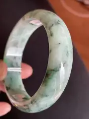 58 mm Burmese Grade A Jade Bangle Jadeite Bracelet 58 mm 純天然翡翠A貨手鐲 Green Jadeite