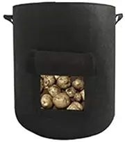 Potato Grow Planter Container Bag Pouch Root Plant Growing Pot Side Window GN (7 Gallon, Black)