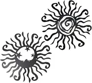 OFFSCH 2Pcs Sun Decoration Outdoor Sun Wall Art Wacky Sun Wall Art Wacky Sun Wall Decor House Decorations for Home Decor for Home Outdoor Decor Home Decoration Metal Pendant Iron