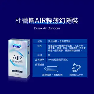 Durex杜蕾斯 AIR 輕薄幻隱裝8入 超薄型 衛生套 保險套 避孕套【套套管家】