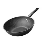 Medical Stone Non Stick Fry Pan Flat Bottom Wok Pan for Egg Steak Pancake (28CM)