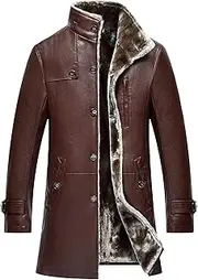 [JEShifangjiusu] Wool Blend Male Collar Clothing Navy Fitness One Row Buttons Leather Jacket Trench Coat Casual Warm Coat