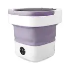 (Purple EU Plug)7.5L Mini Portable Bucket Washer Foldable Washing Machine
