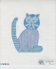 New Hand Painted Needlepoint canvas- new Blue Cat