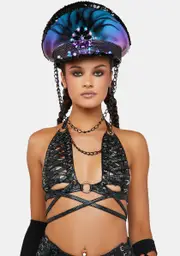 [J Valentine] Black Broken Lace-Up Harness Triangle Top