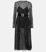 [Rebecca Vallance] Rebecca Vallance Whitney polka-dot ruched midi dress UK 10 black