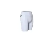 Women Performance Athletic Compression Shorts With Side Pocket - White