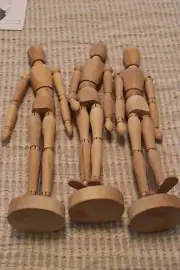 Set of 3 12" Artist Wooden Manikin Jointed Posable Manikin Articulated Mannequin