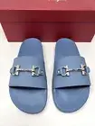 Salvatore Ferragamo Groove 11 Slide Sandal Mens Size 7 M Blue