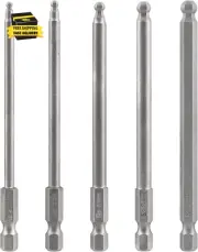 5Pcs Ball End Metric Hex Bit Set 100 Mm/4 Inch Length S2 Steel Magnetic Ball End