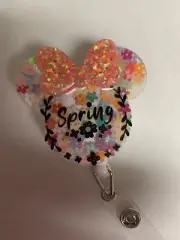 retractable reel id badge holder - Minnie Mouse Spring Flowers