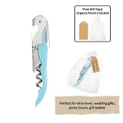 Blue Corkscrew Doubled Hinged Waiters Wine Key Bottle Opener with Foil Cutter