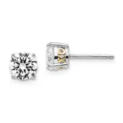 Sterling Silver Cheryl M Rhodium-Plated With Gold-Plated Accent Xo Brilliant-Cut 6.5mm Cz Stud Post Earrings