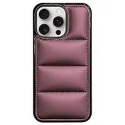 For iPhone 14 Pro Max Big Hole Eiderdown Airbag Phone Case - Wine Red