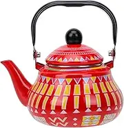 PRETYZOOM Enameled Water Kettle Geometric Design Household Teapot for Stovetop Induction Cooking Fast Boiling Kitchen Kettle for Tea and Instant Soups
