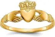 [JewelryWeb] 14k Yellow Gold Solid Polished Ladies Irish Claddagh Celtic Trinity Knot Ring Size 6 Band Style-Ring for Women