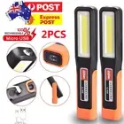 2x Portable COB LED Work Light USB Rechargeable Magnetic Torch Lights Waterproof