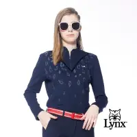 在飛比找Yahoo奇摩購物中心優惠-【Lynx Golf】korea女款小花圖樣造型縫線花領立領