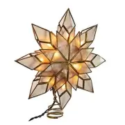 Kurt Adler 8.5-Inch Capiz Star Tree Topper with 10 Clear Lights and 1 Spare
