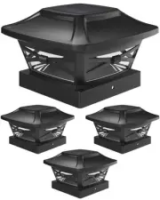 Renaissance Solar Outdoor Post Cap Lights - Includes Bases for 4x4 5x5 6x6 Po...