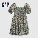 GAP 女童裝 歐美風花卉印花泡泡袖短袖洋裝-花朵印花(601067)