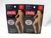 Peds EF Black Run Resistant Pantyhose Regular Control Top Silky Ultra Sheer Leg