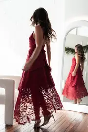 [PUP99] Elijah Maxi Dress - Red XS Red