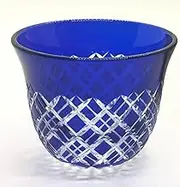 (Traditional Forward) Guinomi Diamond ni Double Yarai Kiriko Glass, Guinomi Ochoko, Paulownia Box, Promitsu Kiriko Workshop, Made in Japan, Independent Kiriko Artist Mitsu Saito