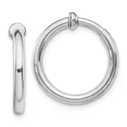 Sterling Silver Rh-Plated 2.5X20mm Non-Pierced Round Hoop Earrings