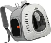 LeoLeozz Pet Cat Carrier Backpack Pet Travel Carrying Bag Comfortable Cage Space Capsule Pet Backpack for Outdoor Use Dogs Medium Cats, White (White) (White)