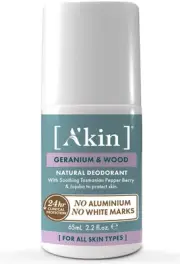 A'Kin: Geranium & Wood Roll On Deodorant (65ml)