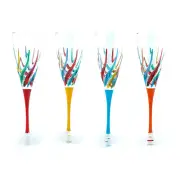 Set of Four 4 Murano Champagne Wine Glass Hand Painted Multi Mixed Stems
