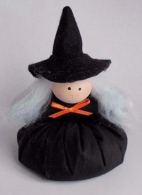 Country Primitive Halloween Witch Stuffed Plush Hand Made Bean Bag Black