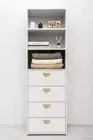 NNEDSZ GENEVA 3 SHELF 4 DRAWER BUILT IN WARDROBE - WHITE - VJ PANEL - HALF MOON